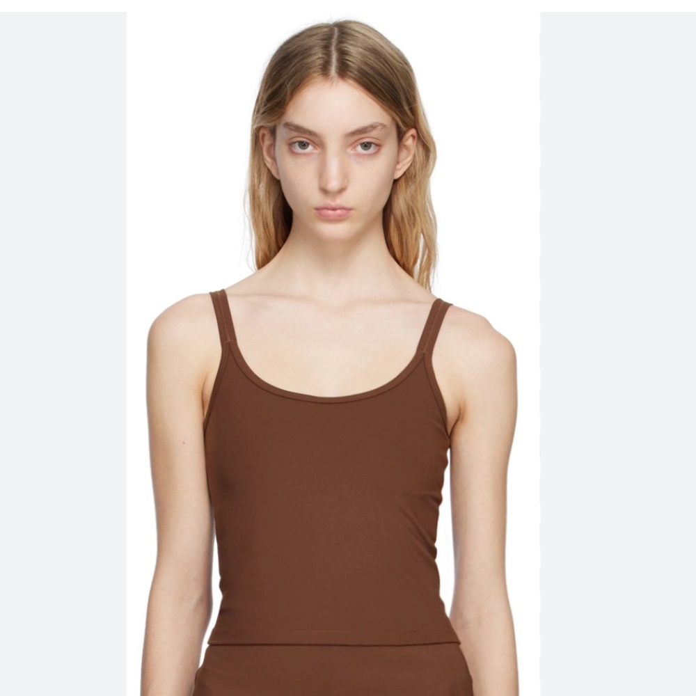 New! Girlfriend Collective Brown Tank Top - Classic Scoop Neck